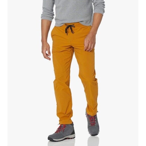 Amazon Essentials Men’s Pants Size L Mustard Yellow Joggers Drawstring Casual - Picture 1 of 16